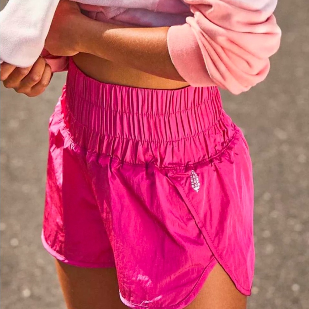 Free People Pink Athletic Shorts with Elastic Waistband